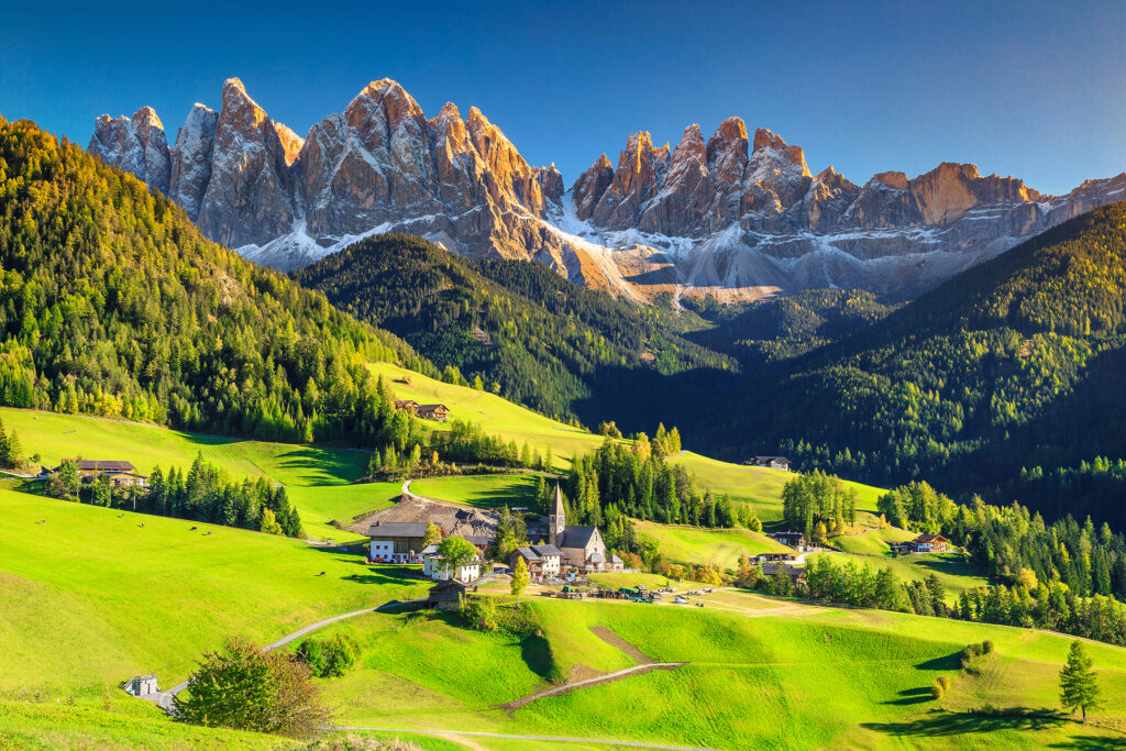 Famous,Best,Alpine,Place,Of,The,World,,Santa,Maddalena,Village