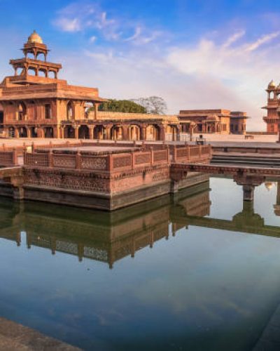 Fatehpur Sikri is a beautifully crafted red sandstone fort city and a classic example of Mughal architecture in India. A UNESCO World Heritage site at Agra, Uttar Pradesh, India.