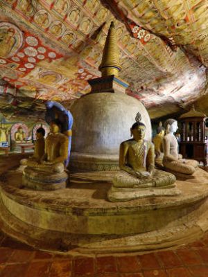 Dambulla, Sri Lanka - September 21, 2018: Historical Dambulla cave temple, in Dambulla, Sri Lanka