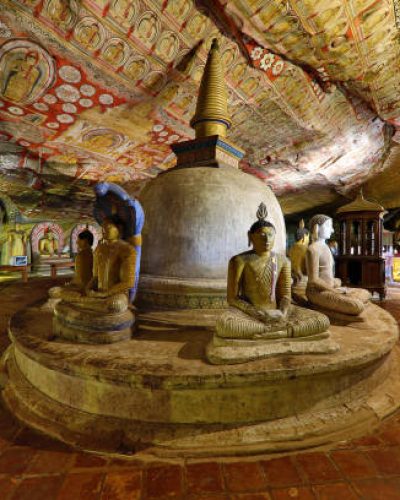 Dambulla, Sri Lanka - September 21, 2018: Historical Dambulla cave temple, in Dambulla, Sri Lanka